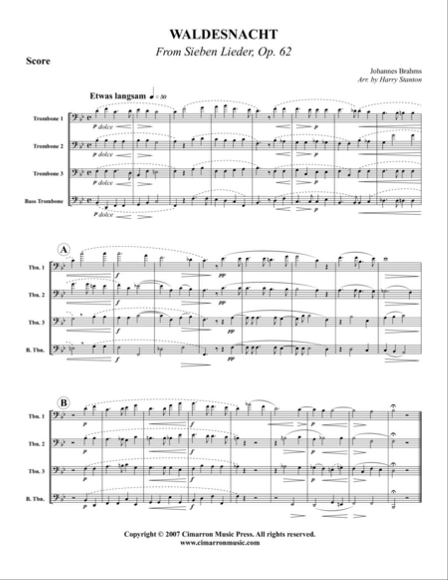 Waldesnacht Waldesnacht Trombone Quartet scores gallery preview page 1