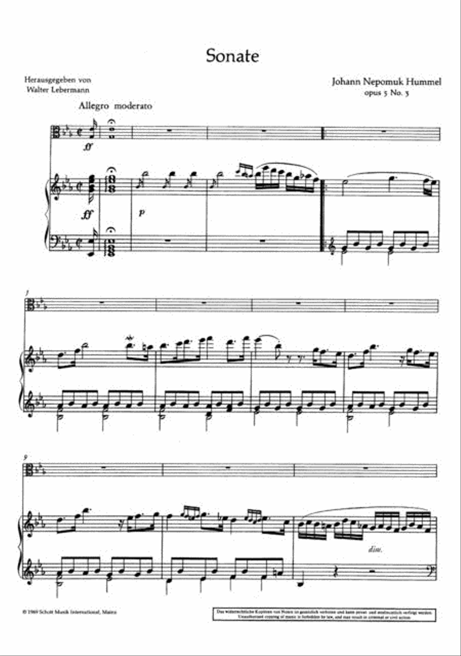 Viola Sonata in E-flat Major, Op. 5/3 Piano Accompaniment scores gallery preview page 3