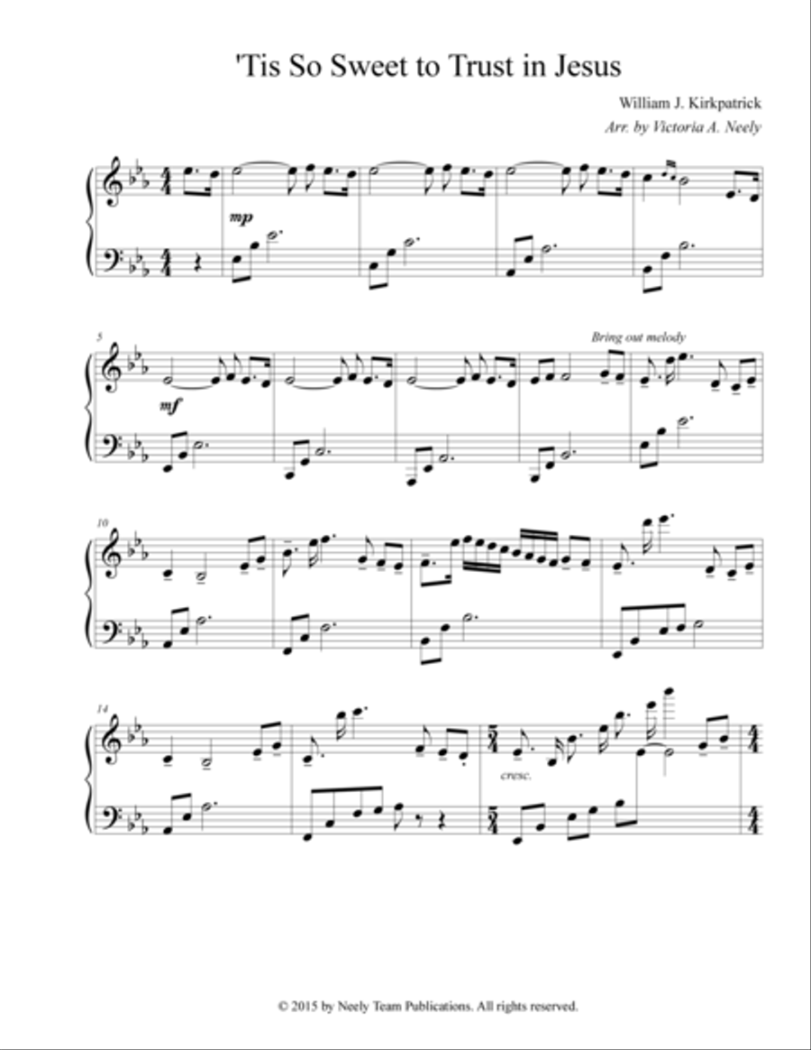 'Tis So Sweet to Trust in Jesus 'Tis So Sweet to Trust in Jesus Harp scores gallery preview page 1