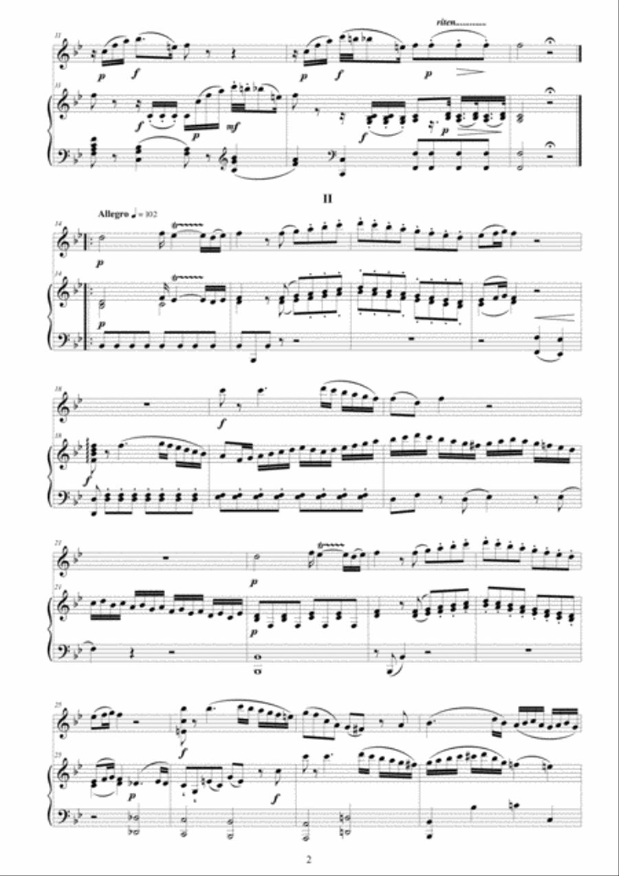 Mozart - Violin Sonata No.32 in B flat major K 454 for Violin and Piano - Score and Part Violin Solo scores gallery preview page 2