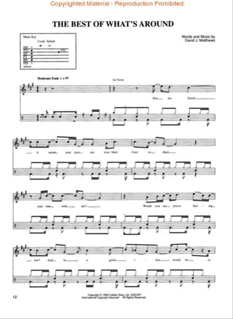 Best of the Dave Matthews Band for Drums Voice scores gallery preview page 3