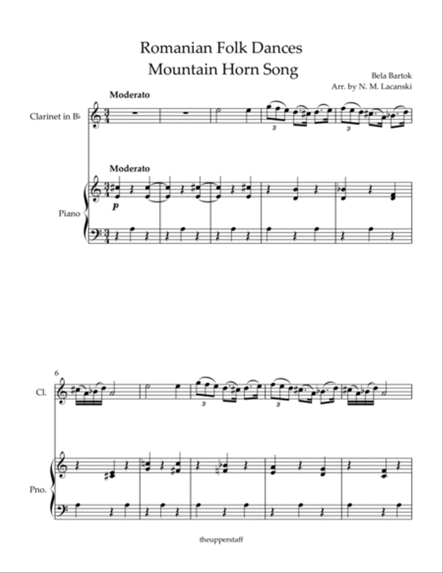 Romanian Folk Dances Mountain Horn Song Clarinet Solo scores gallery preview page 2