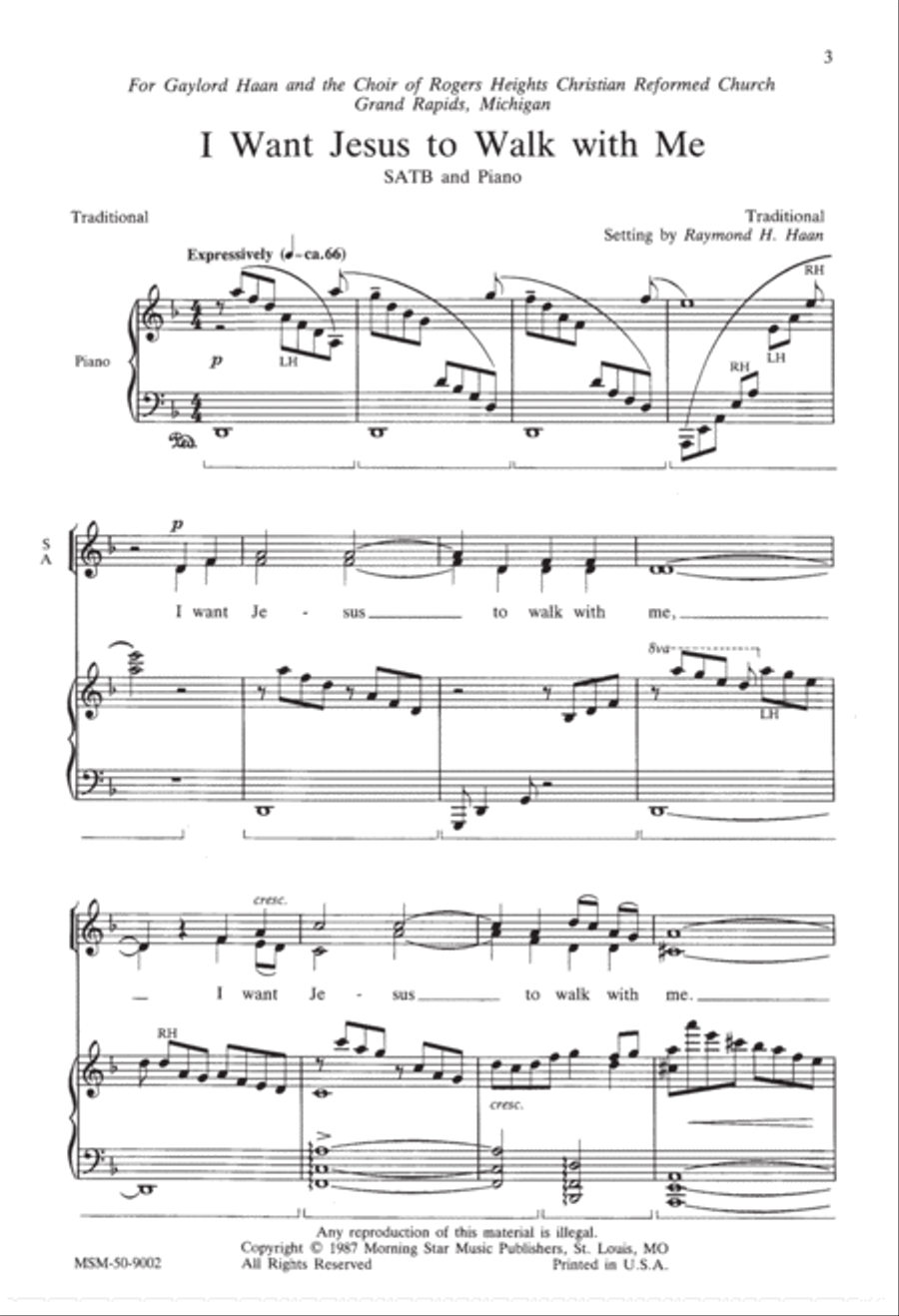 I Want Jesus to Walk with Me 4-Part scores gallery preview page 2