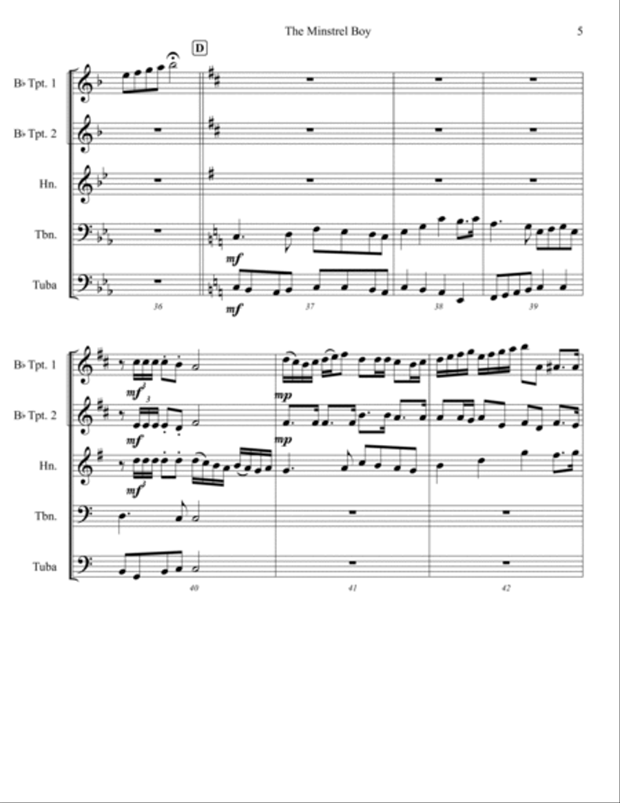 The Minstrel Boy Brass Ensemble scores gallery preview page 6