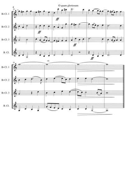 O quam gloriosum (Oh how glorious) for clarinet quartet (3 B flats and 1 Bass) image number null