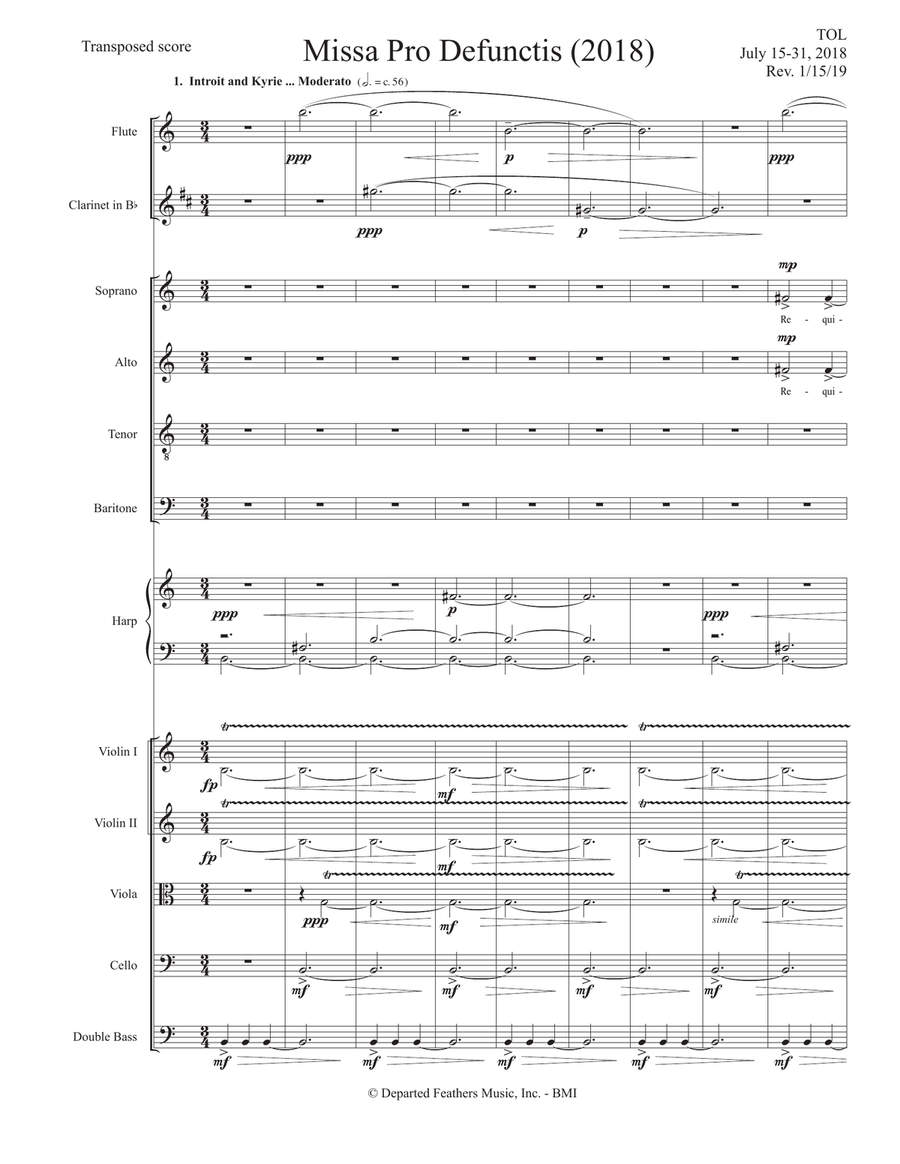Missa Pro Defunctis (2018) for SATB (single voices) and chamber ensemble. 4-Part scores gallery preview page 3