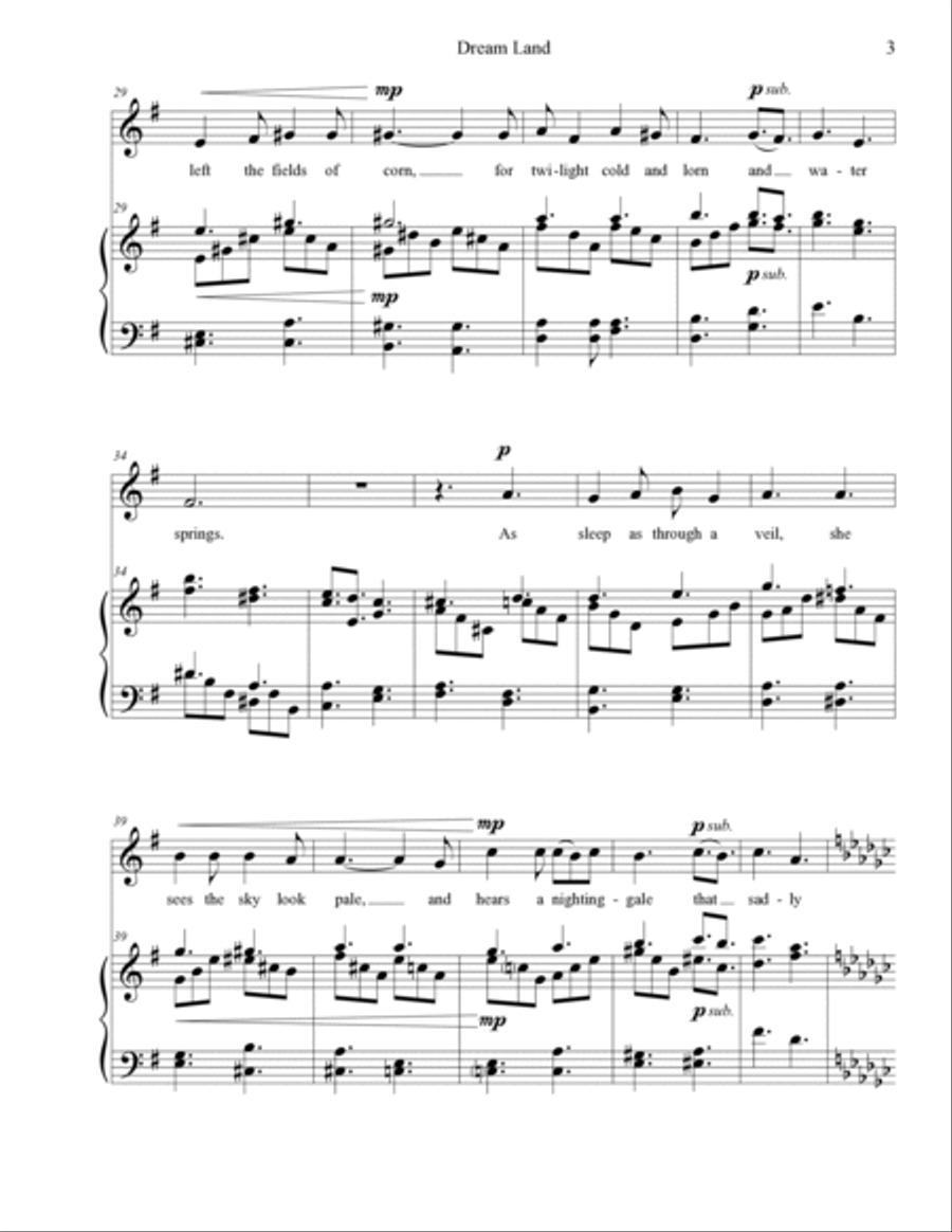 Dream Land (for voice and piano) Voice Solo scores gallery preview page 3