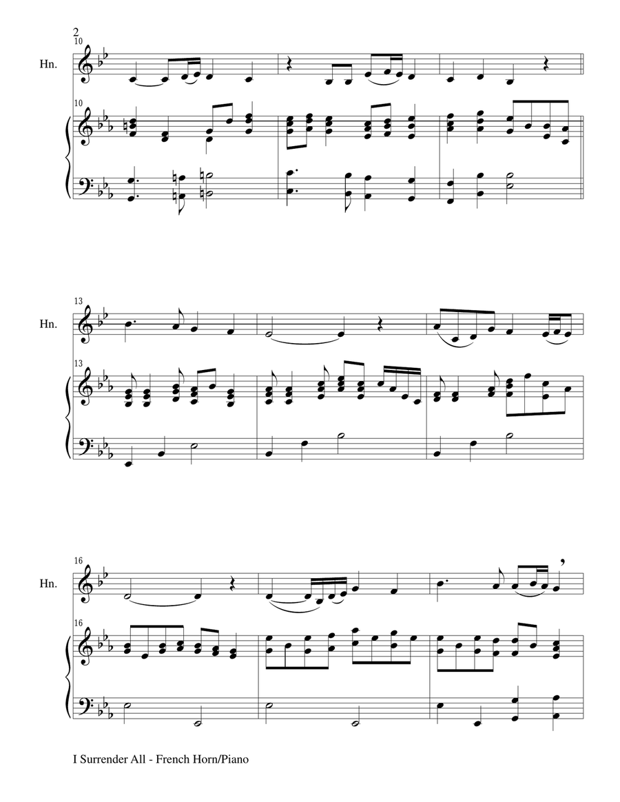 I SURRENDER ALL (Duet – French Horn and Piano/Score and Parts) image number null