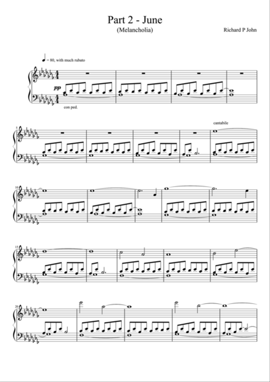 June - Melancholia (from Seasons in Flight) Piano Solo scores gallery preview page 1
