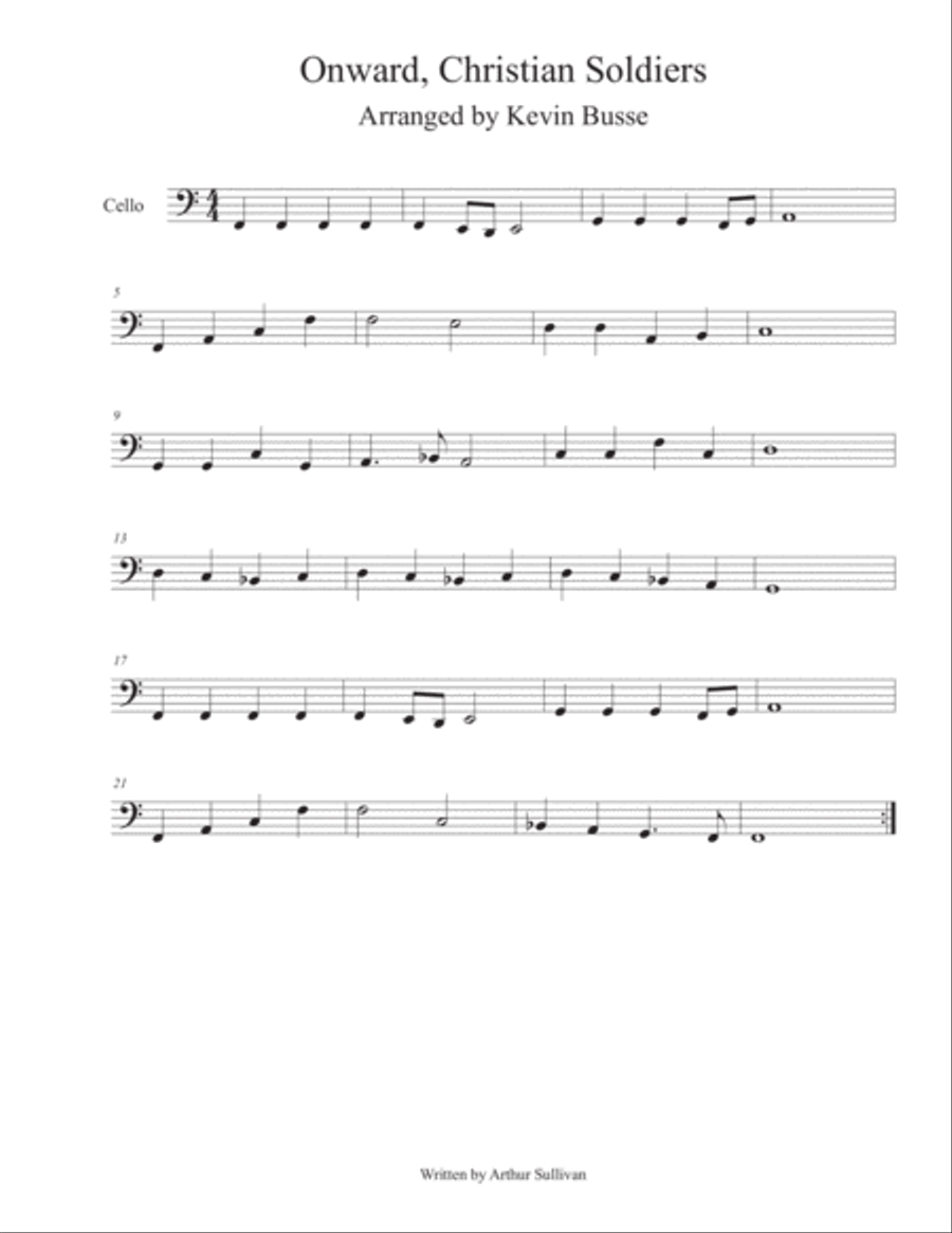 Onward, Christian Soldiers (Easy key of C) - Cello Cello Solo scores gallery preview page 1