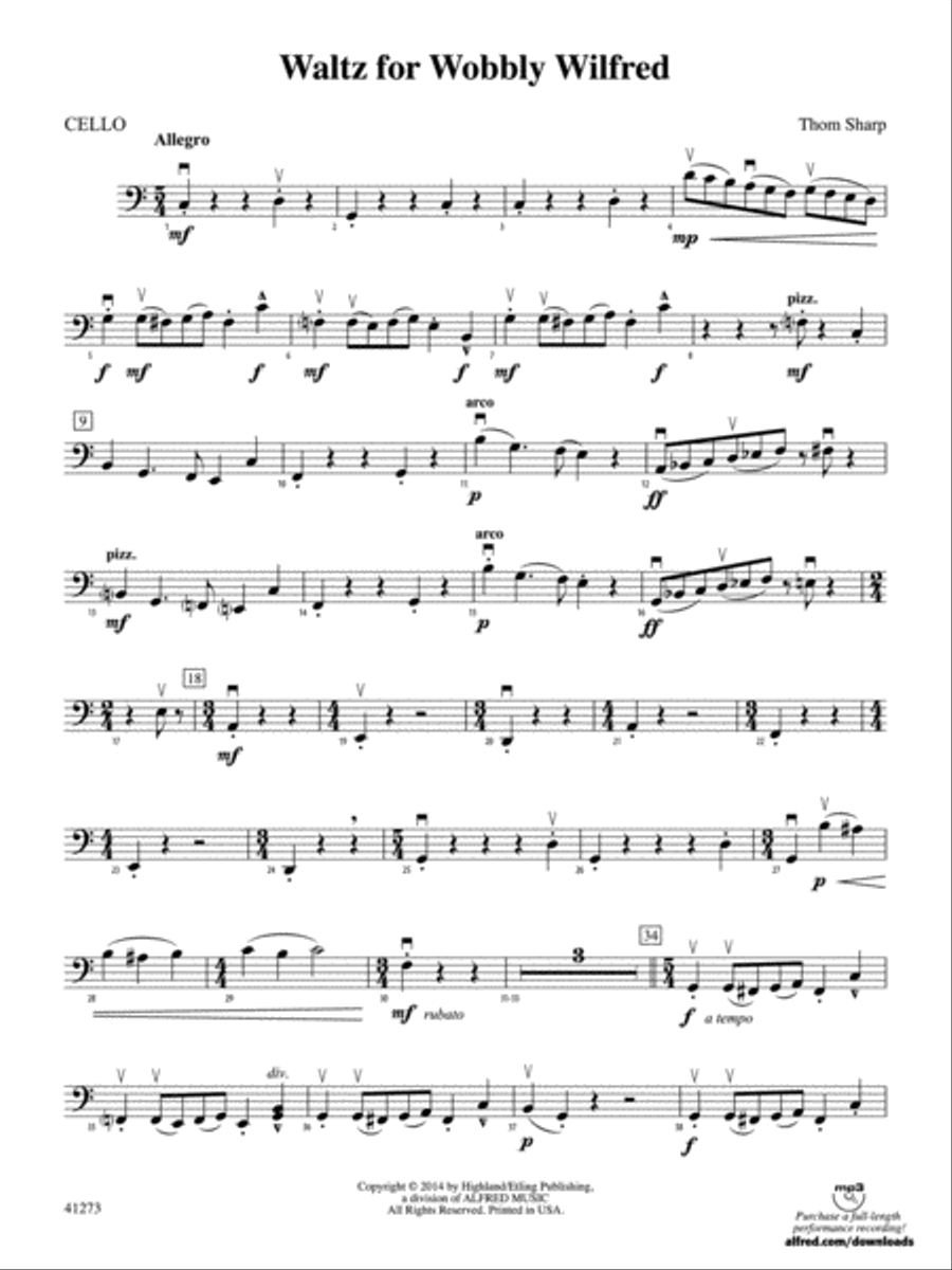 Waltz for Wobbly Wilfred: Cello String Orchestra scores gallery preview page 1