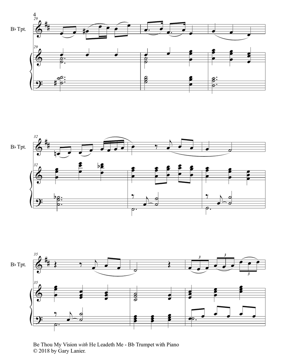 BE THOU MY VISION with HE LEADETH ME (Bb Trumpet with Piano - Instrument Part included) B-Flat Trumpet scores gallery preview page 5