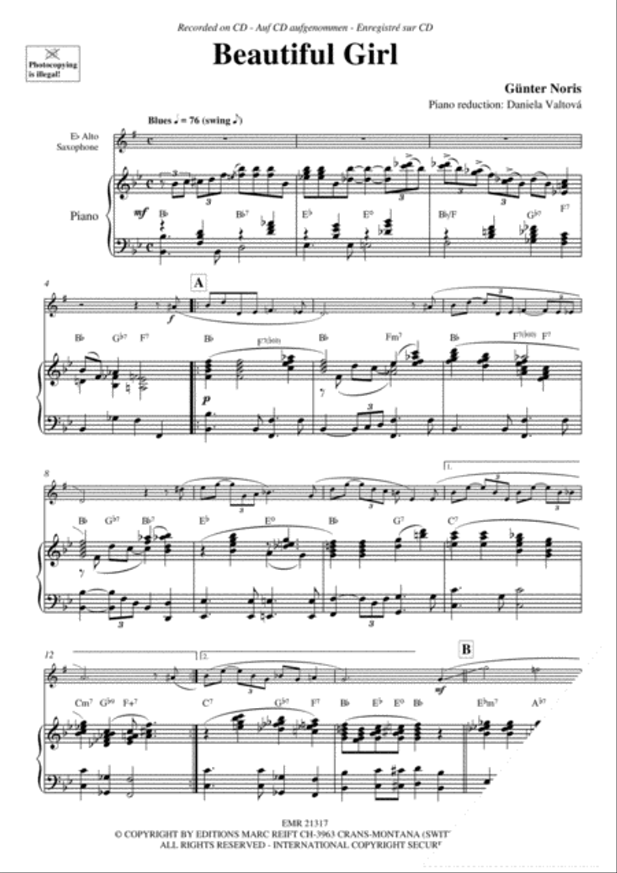 Beautiful Girl Alto Saxophone scores gallery preview page 4