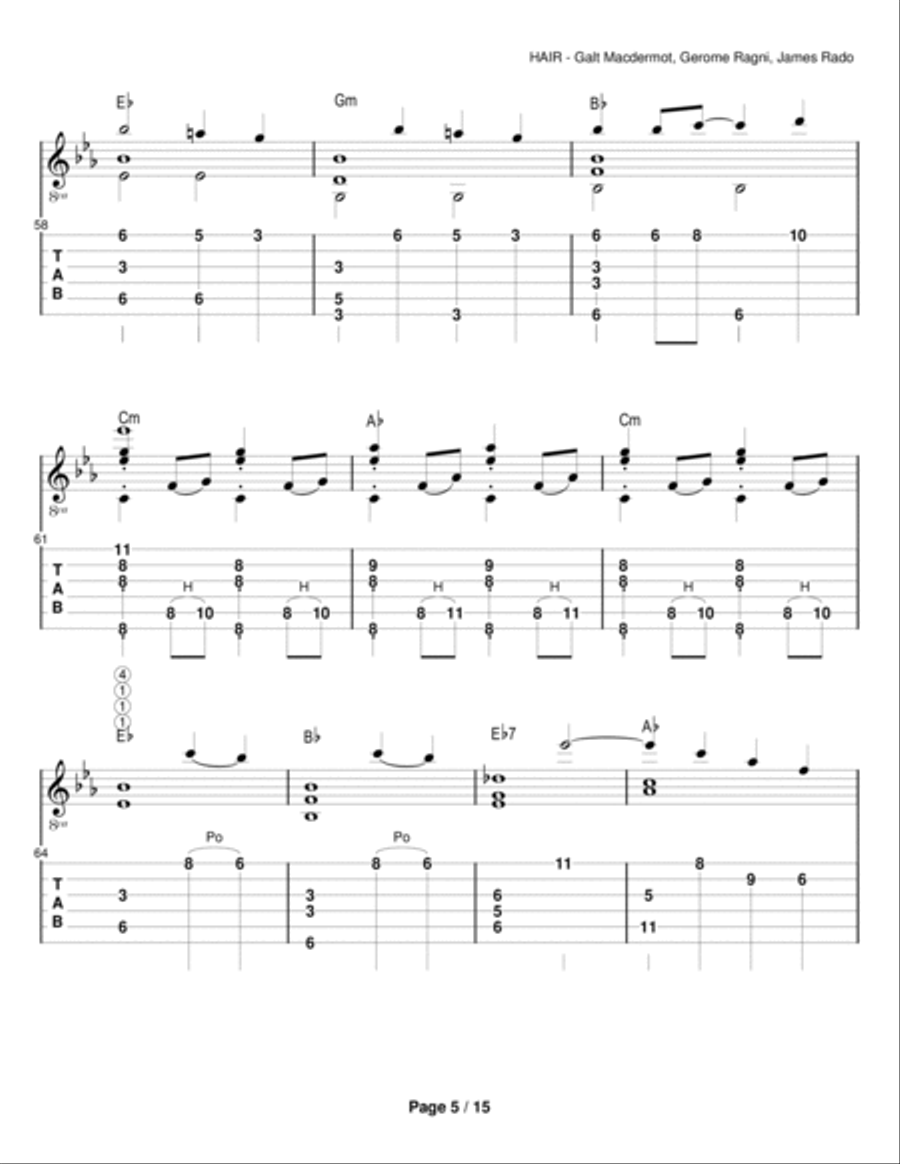 Hair Hair Electric Guitar scores gallery preview page 5