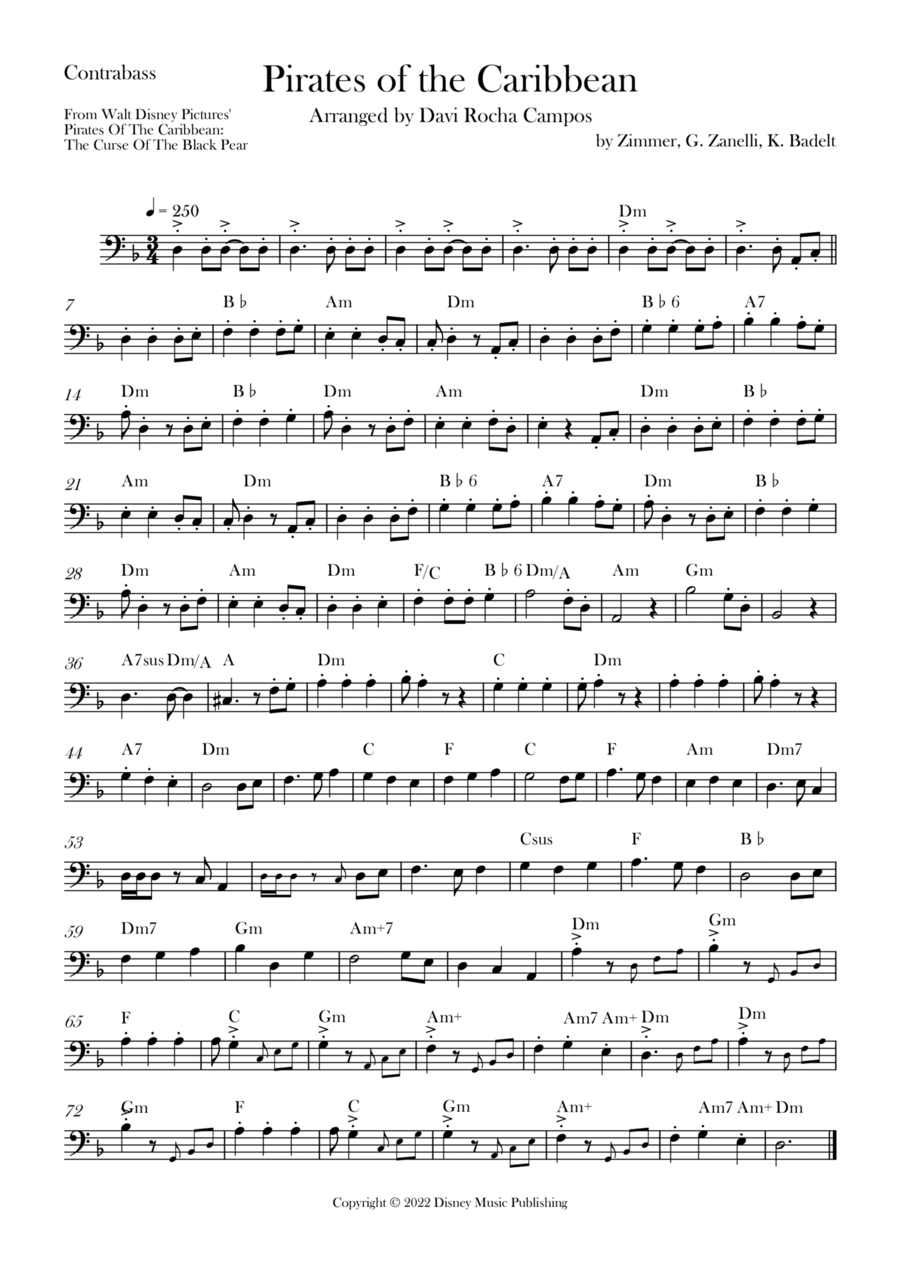 Pirates Of The Caribbean Double Bass scores gallery preview page 1