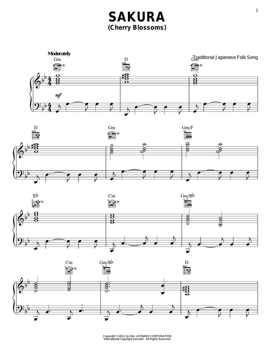 Sakura (Cherry Blossoms) Piano Solo scores gallery preview page 1