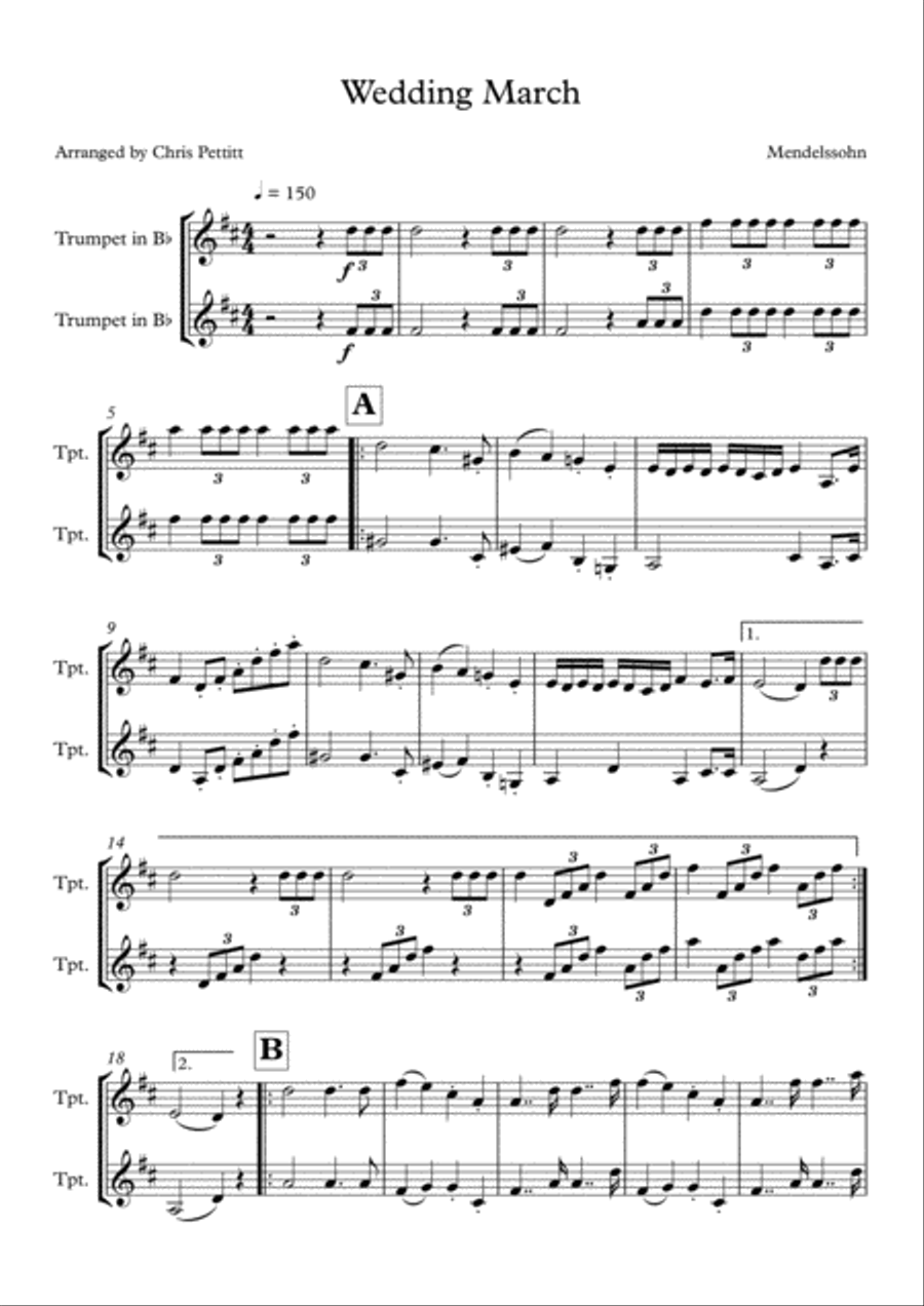 Wedding March Wedding March Trumpet Duet scores gallery preview page 1