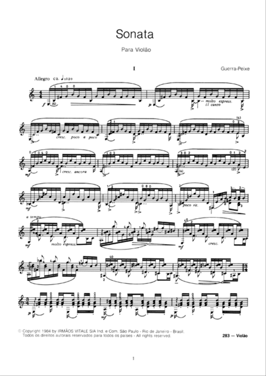 Sonata para violão Classical Guitar scores gallery preview page 3