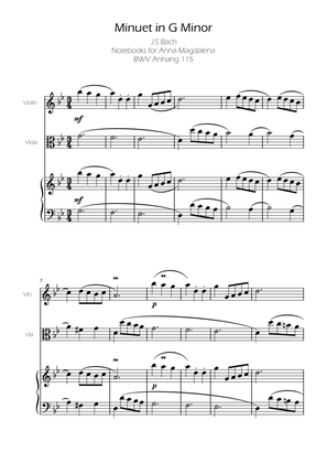 Book cover for Minuet in G minor BWV Anh. 115 - Bach - Violin and Viola