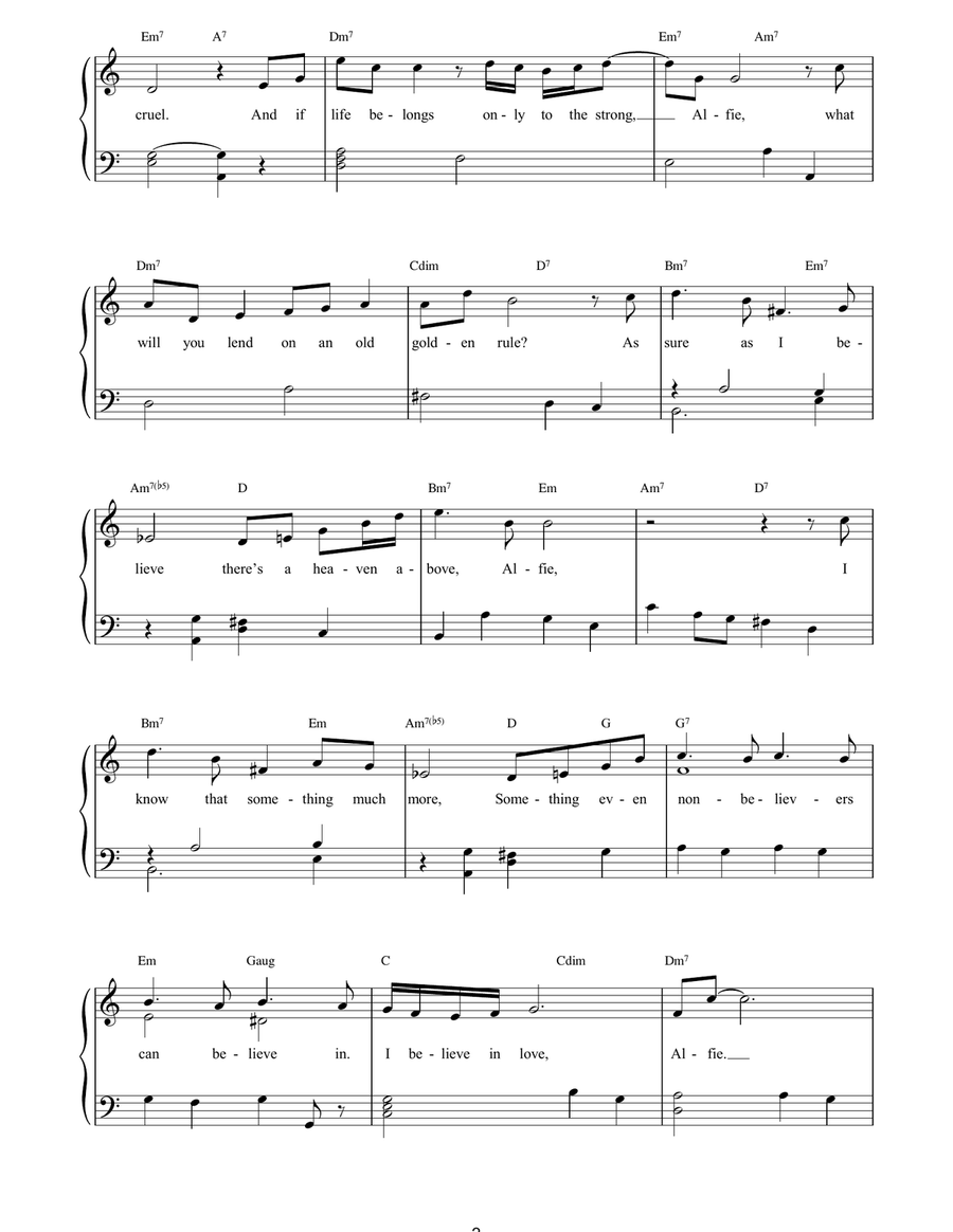 Alfie Alfie Piano Solo scores gallery preview page 2