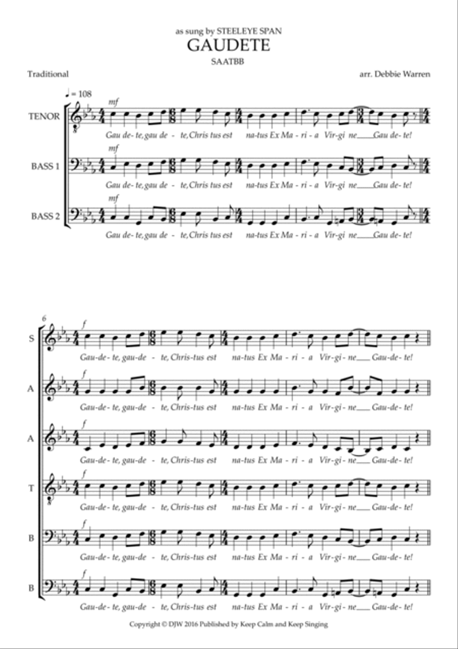 Gaudete SATB (div.) a cappella 4-Part scores gallery preview page 2