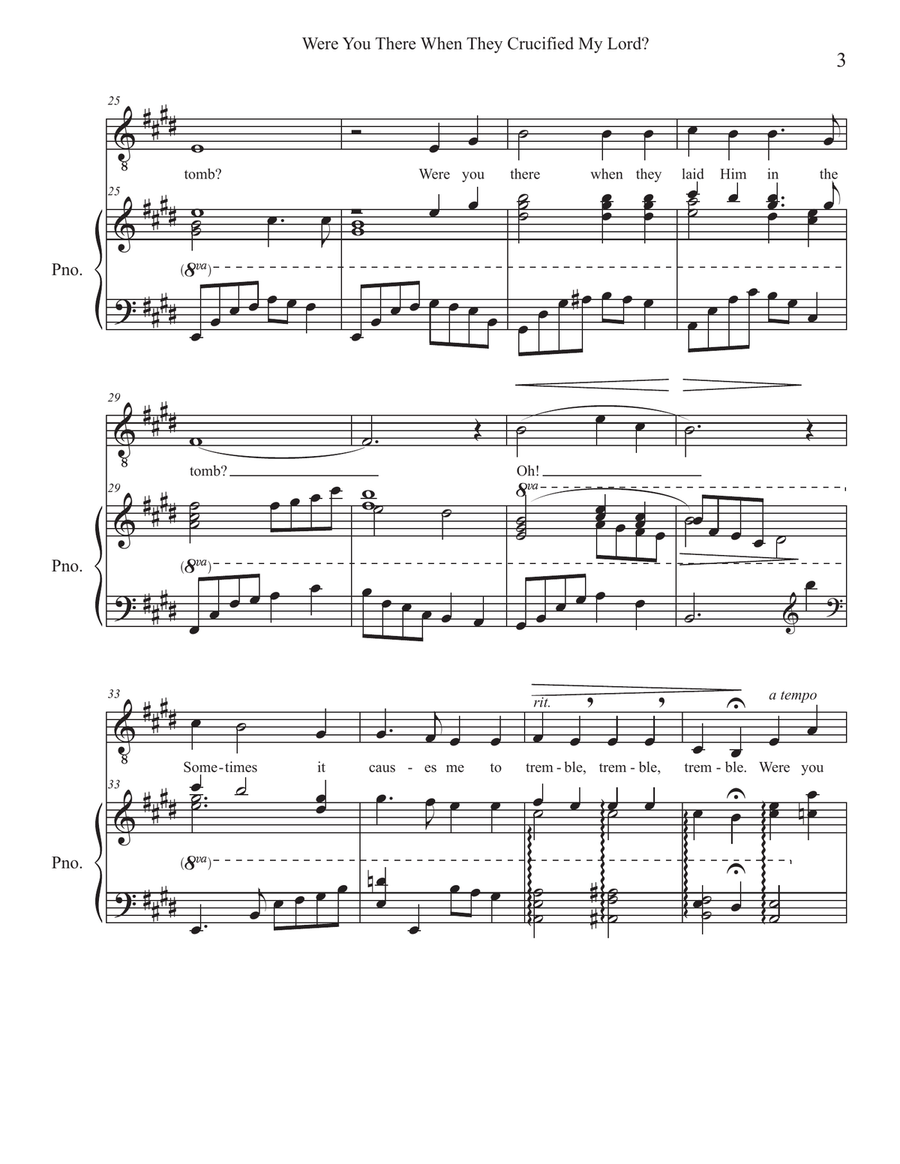 Were You There When They Crucified My Lord (baritone-tenor vocal solo with piano) Voice Solo scores gallery preview page 3