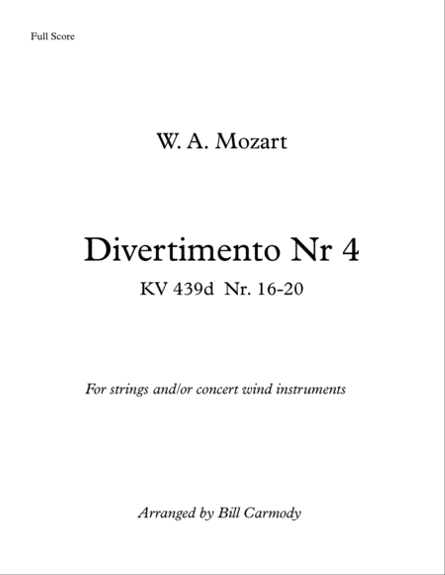 Mozart Divertimento Nr 4 concert pitch Small Ensemble scores gallery preview page 2