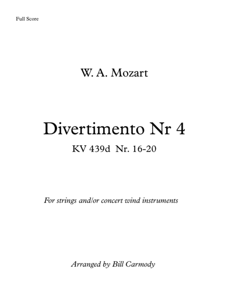 Mozart Divertimento Nr 4 concert pitch