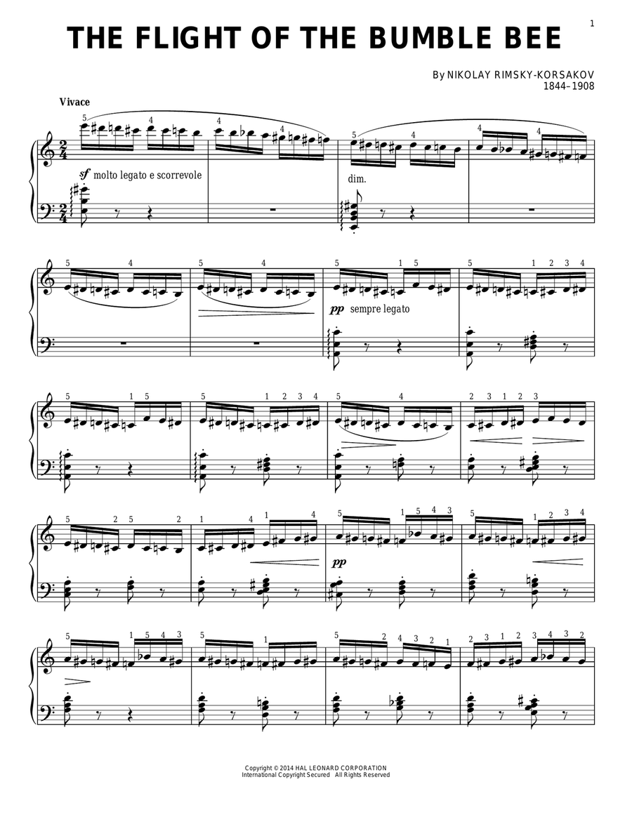 The Flight Of The Bumble Bee Piano Solo scores gallery preview page 1