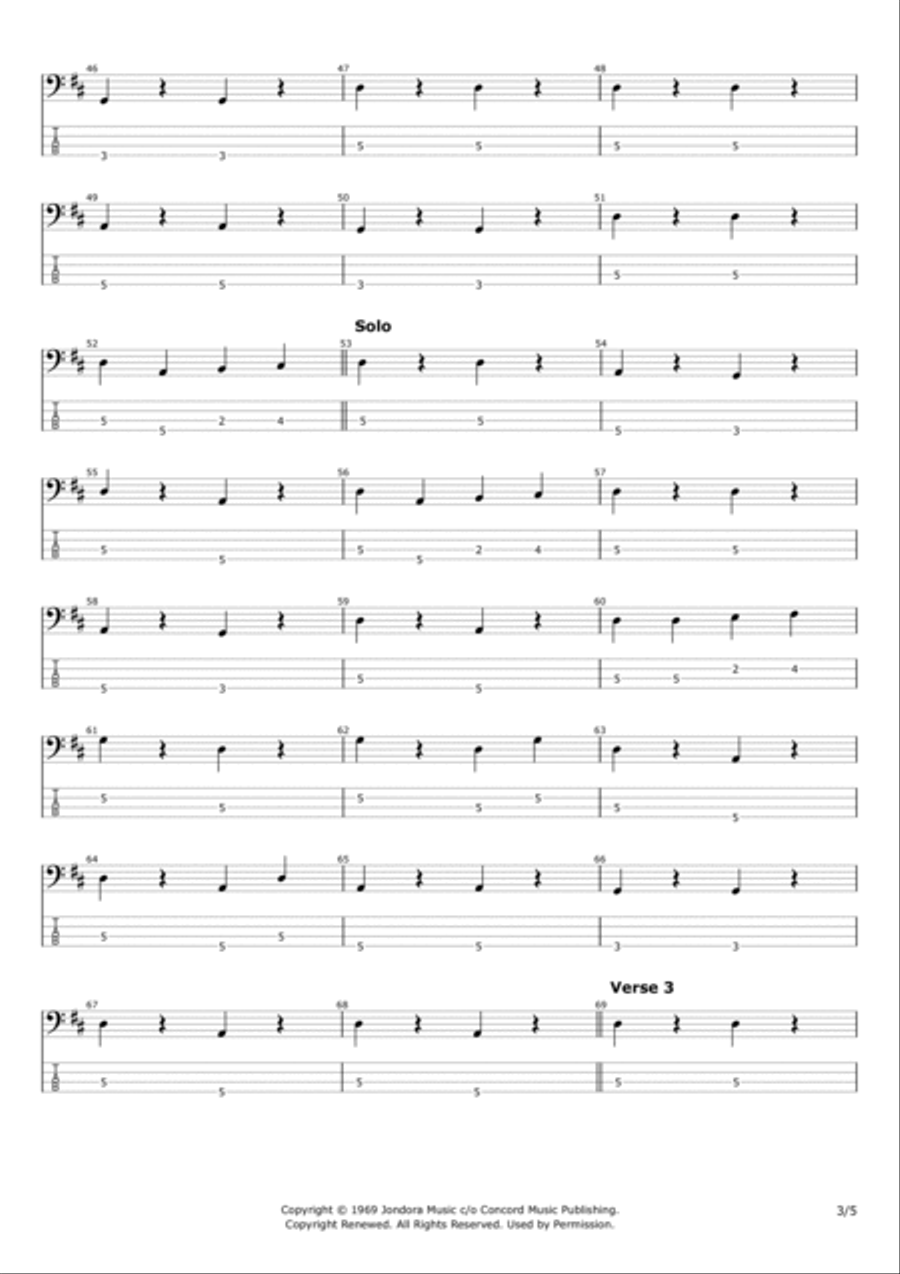 Bad Moon Rising Bass Guitar scores gallery preview page 3