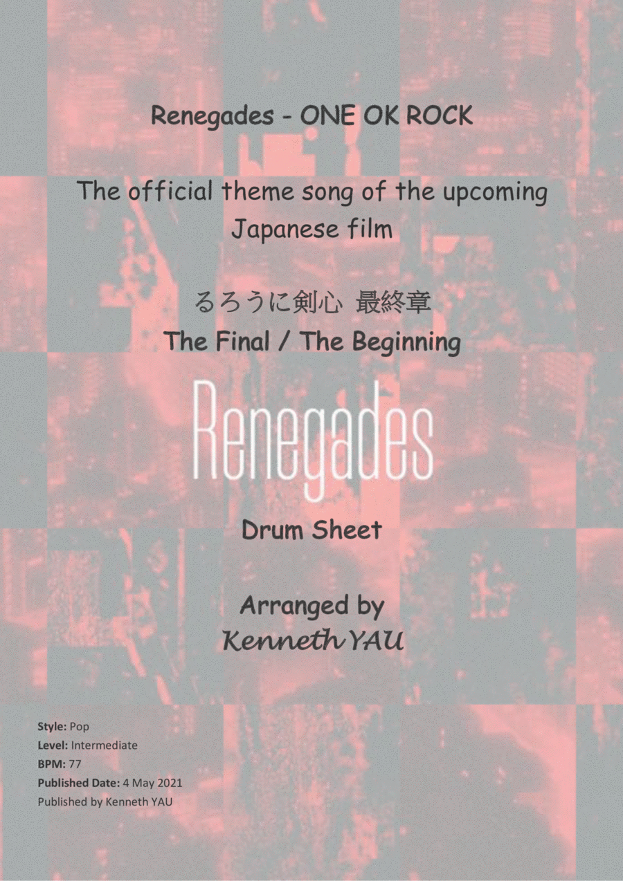 Renegades - ONE OK ROCK Drum Set scores gallery preview page 1