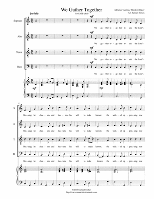 Book cover for We Gather Together (The Thanksgiving Hymn) - for SATB with piano accompaniment