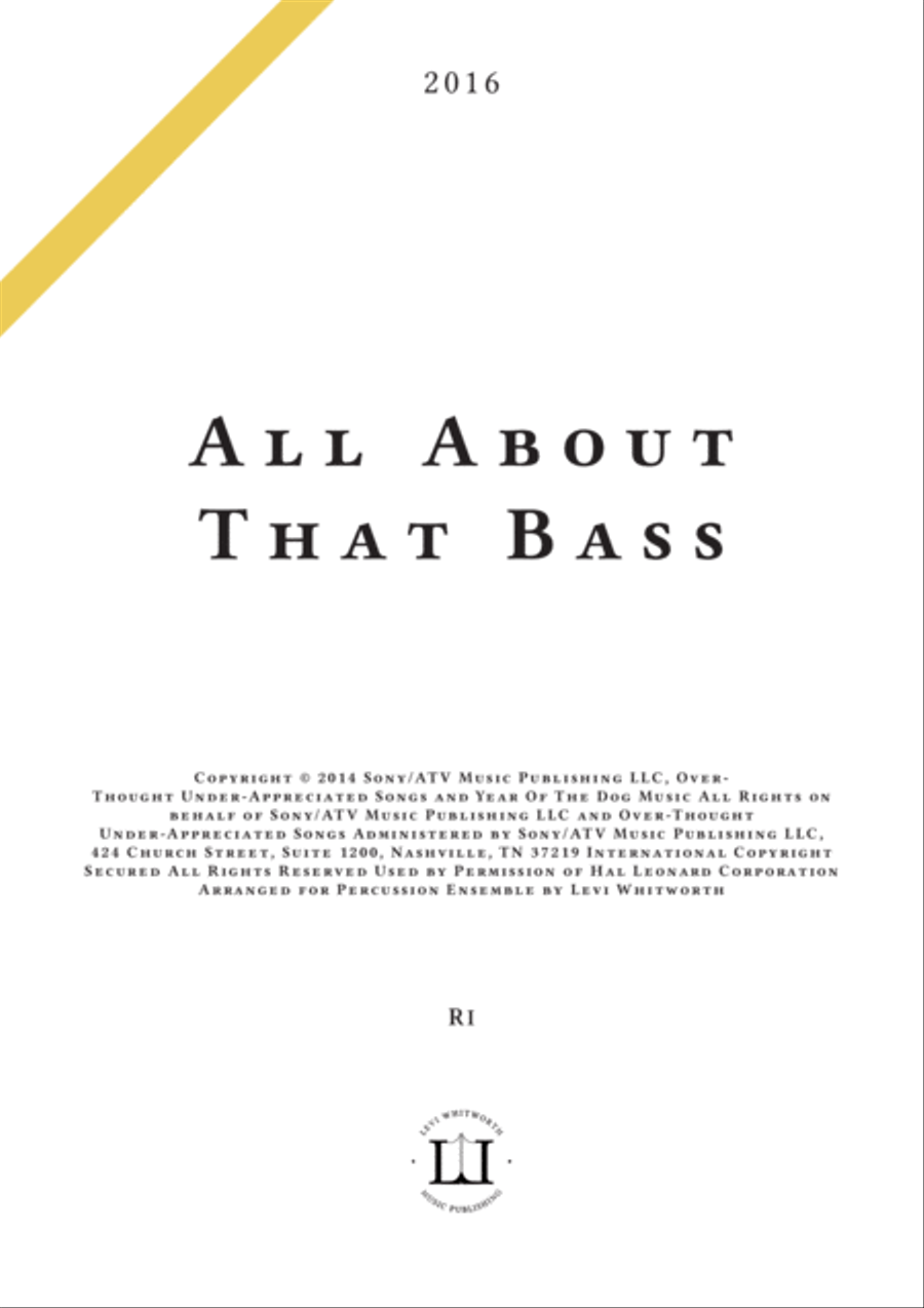 All About That Bass Percussion Ensemble scores gallery preview page 1