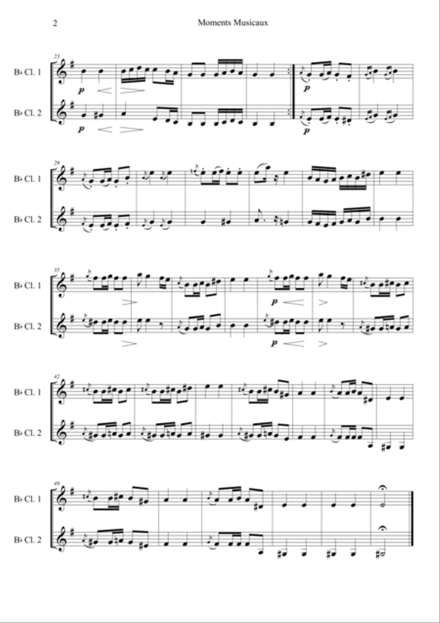 Moments Musicaux No.3 in Dm Clarinet Duet scores gallery preview page 2