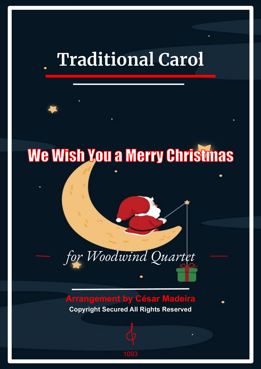 We Wish You A Merry Christmas - Woodwind Quartet (Full Score and Parts) Woodwind Quartet scores gallery preview page 1