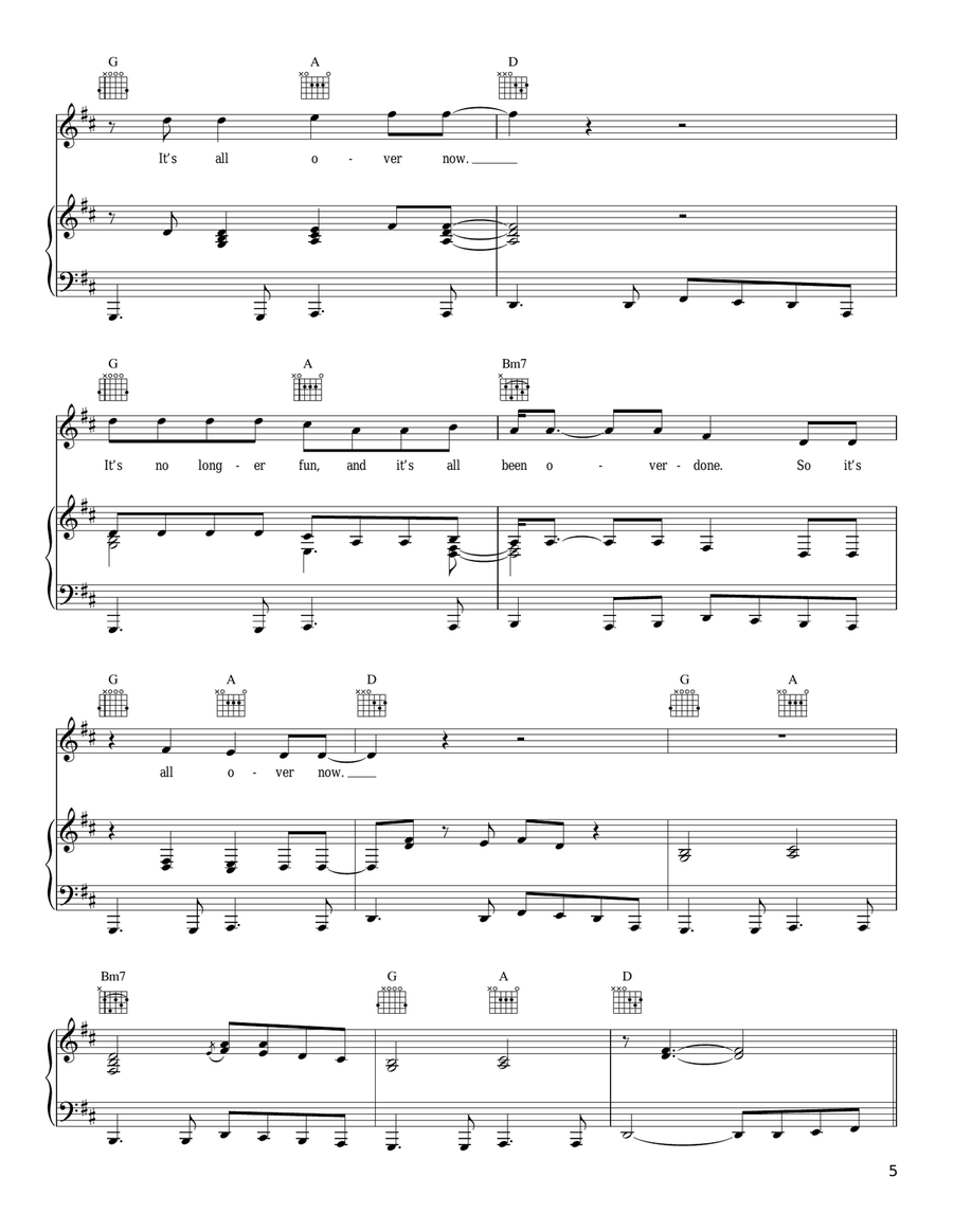 All Over Now Piano, Vocal, Guitar scores gallery preview page 5