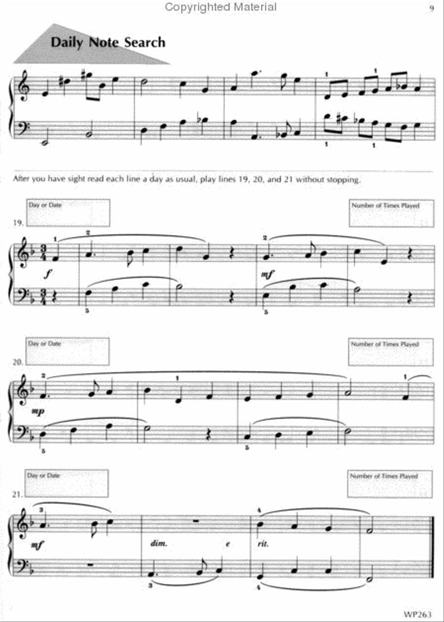 A Line a Day Sight Reading, Level 4 Piano Method scores gallery preview page 2