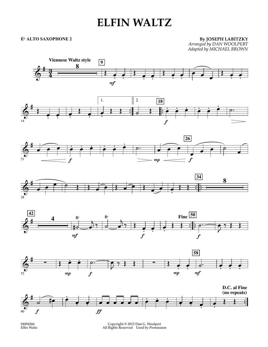 Elfin Waltz - Eb Alto Saxophone 2 Concert Band scores gallery preview page 1