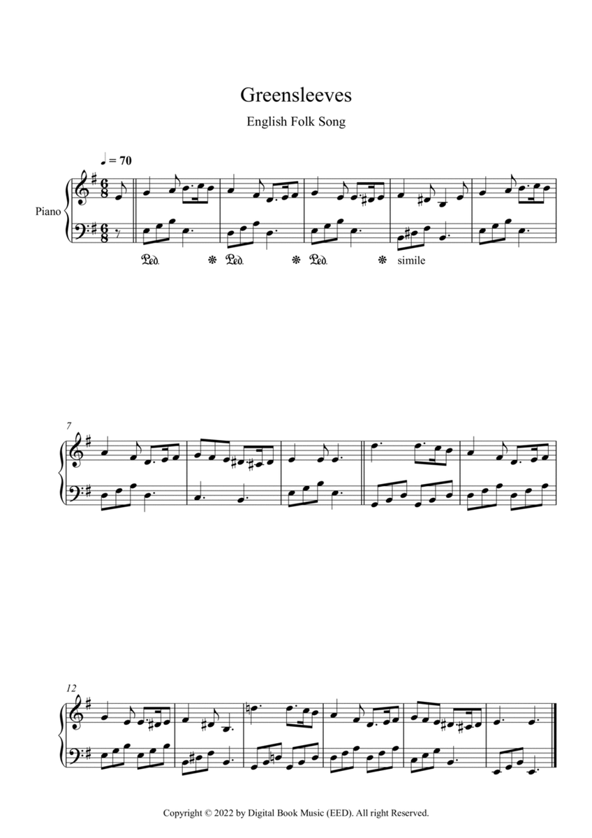 Greensleeves - English Folk Song (Piano) image number null