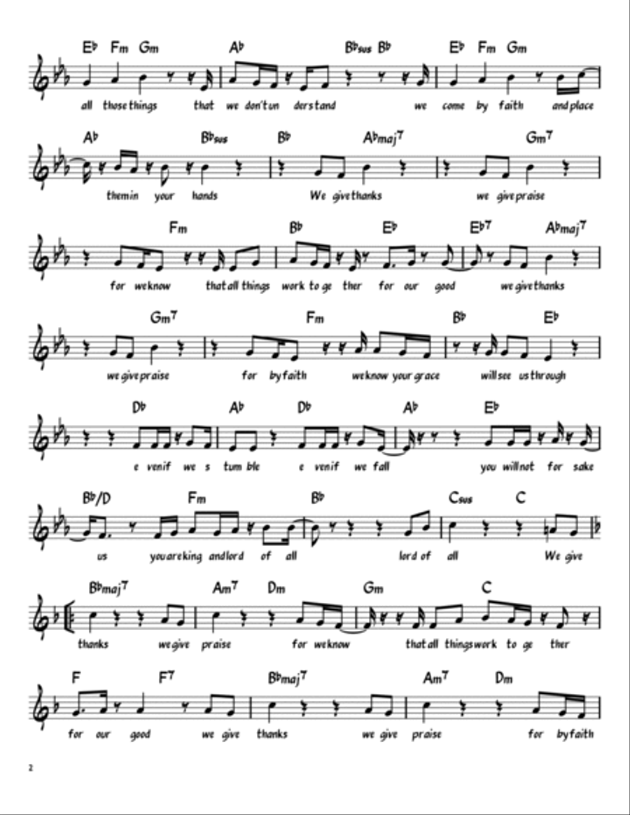 For All You've Done Piano, Vocal, Guitar scores gallery preview page 2