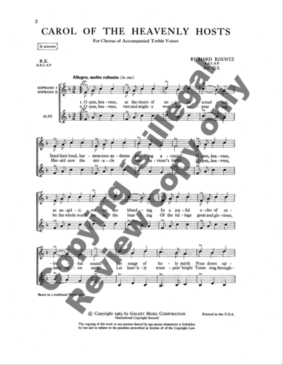 Carol of the Heavenly Hosts SSA scores gallery preview page 7