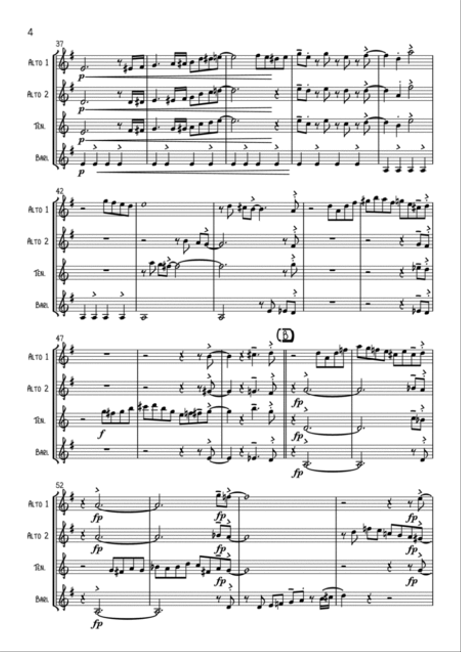 Mozart Sonata No 16 K545 (with a swing!) Saxophone Quartet scores gallery preview page 4