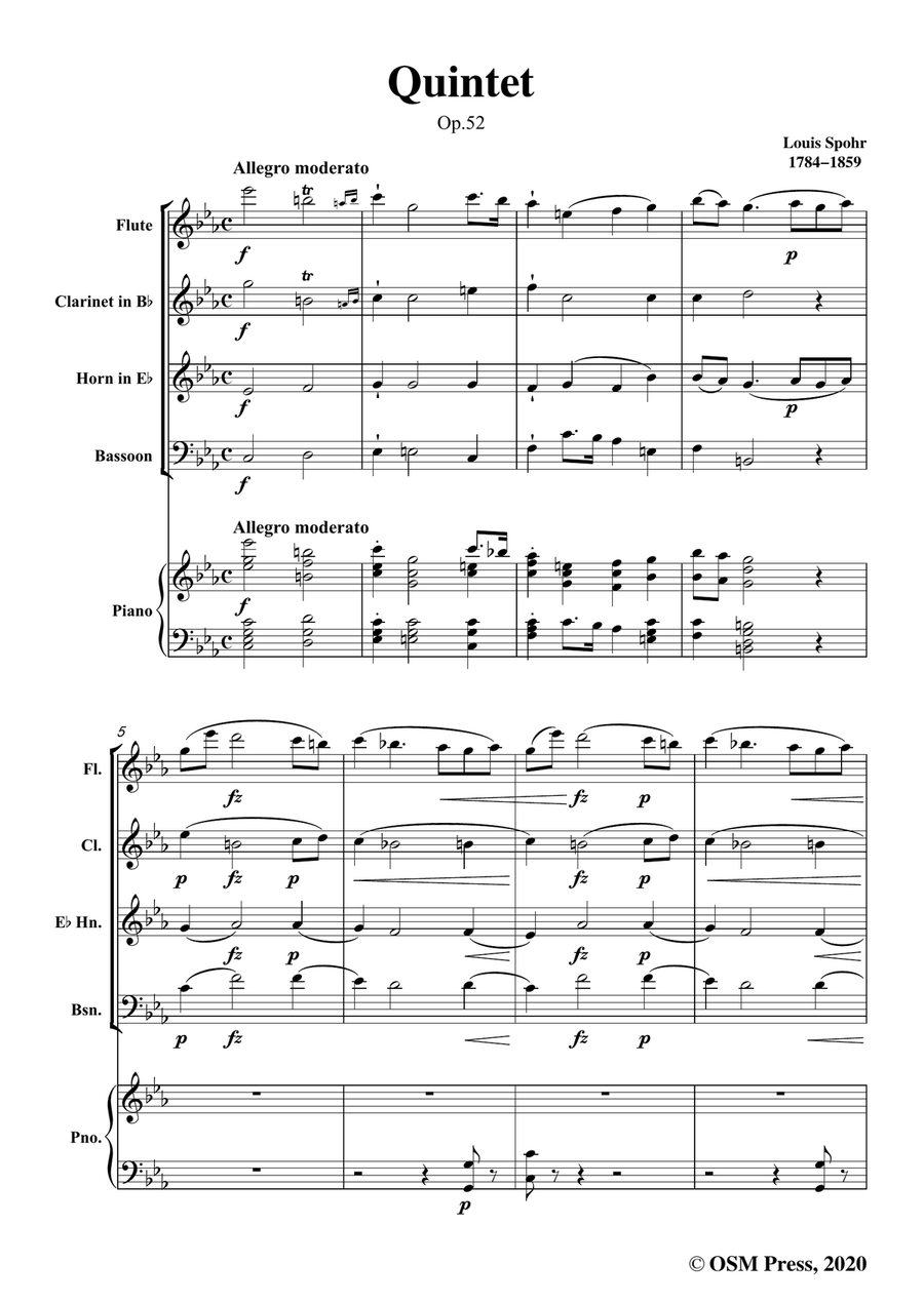 Spohr-Quintet,Op.52,for Piano and Winds Piano Solo scores gallery preview page 3