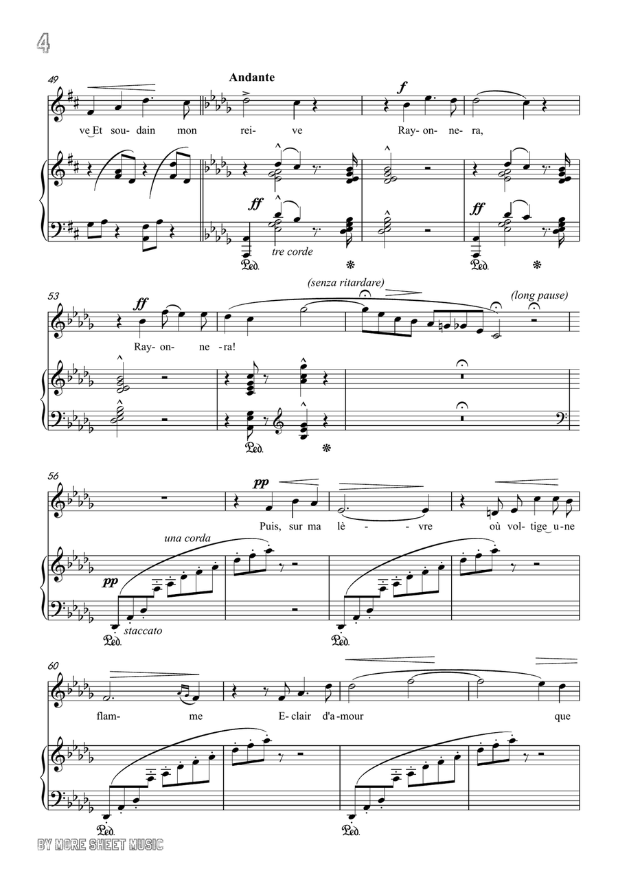Liszt-Oh!Quand je dors in D flat Major,for Voice and Piano Piano, Vocal scores gallery preview page 6