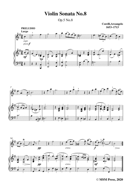 Corelli-Violin Sonata No.8 in e minor,Op.5 No.8,for Vioin&Piano image number null