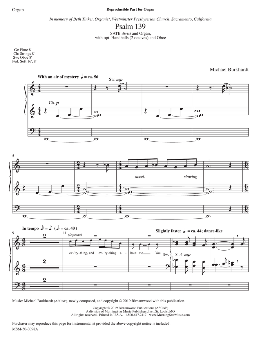 Psalm 139 (Organ Accompaniment Part)