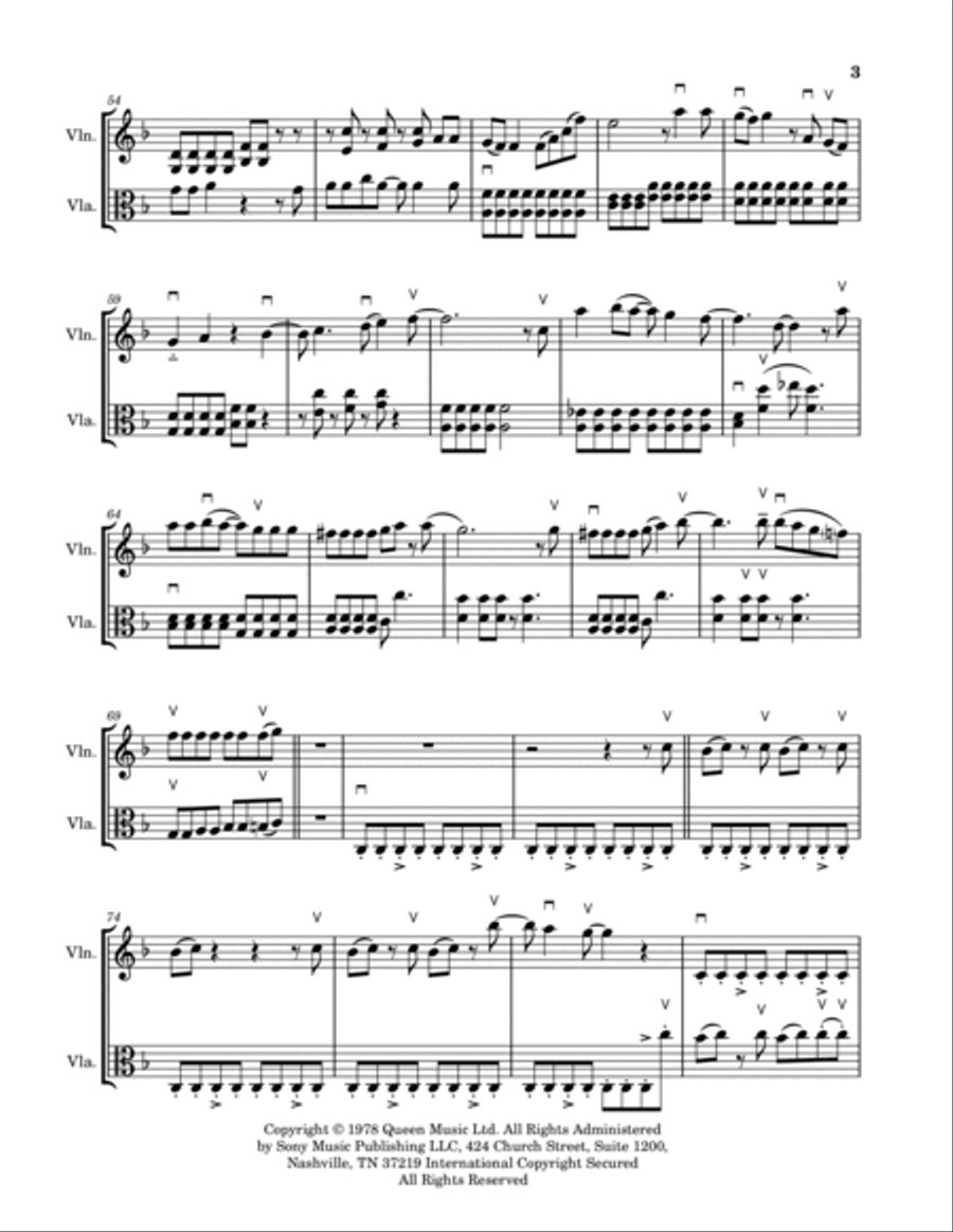 Don't Stop Me Now String Duet scores gallery preview page 3