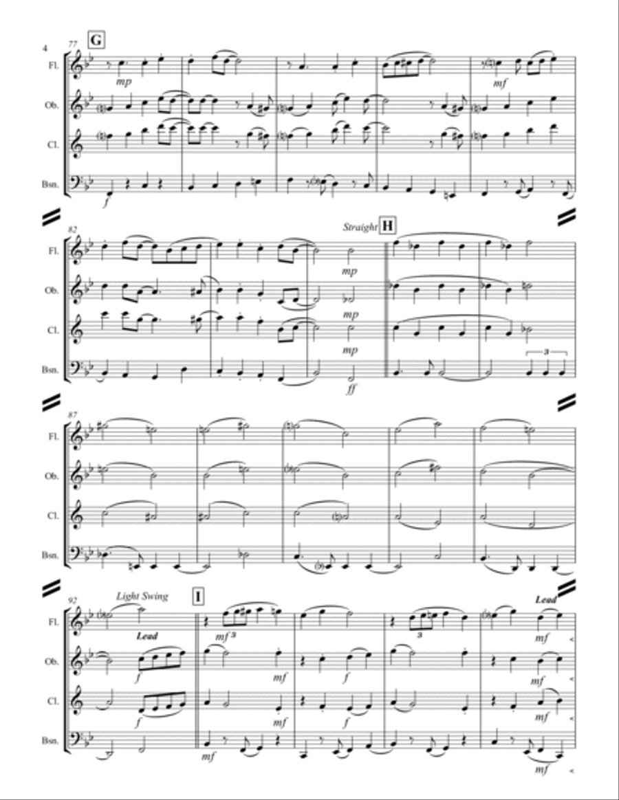 Cheek To Cheek Woodwind Quartet scores gallery preview page 5