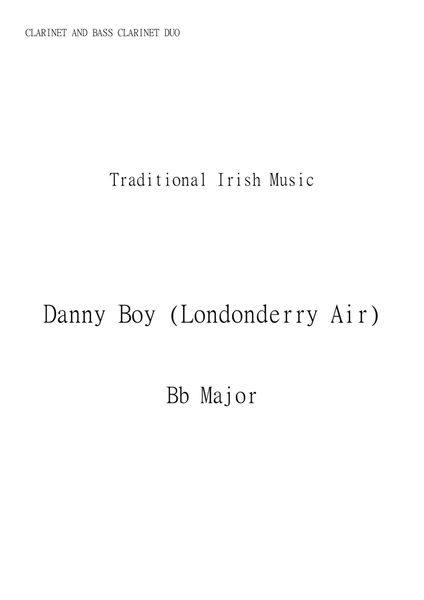Danny Boy (Londonderry Air) for Bass Clarinet and Clarinet Duo in Bb major. Early Intermediate. image number null