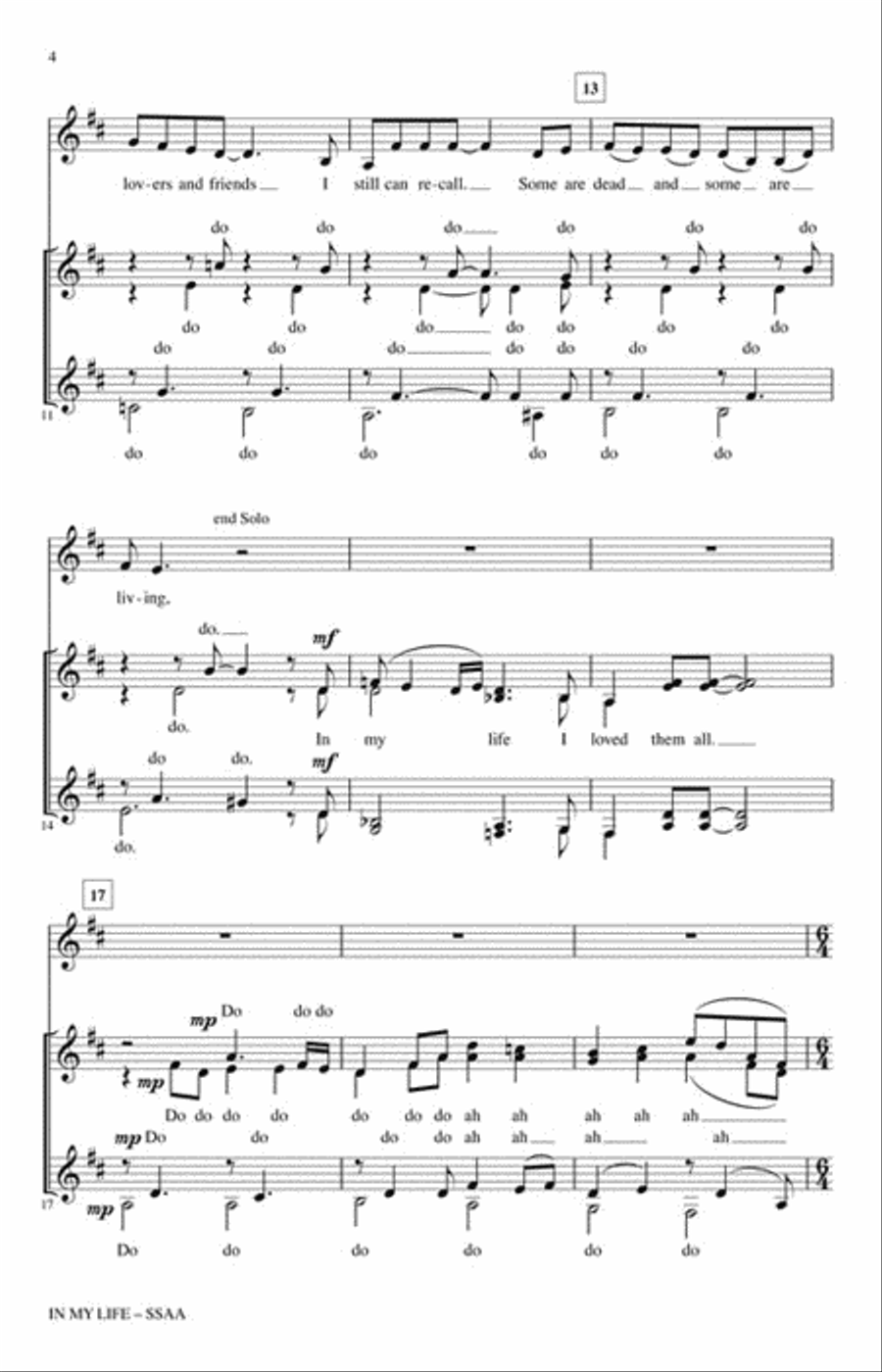 In My Life SSAA scores gallery preview page 3